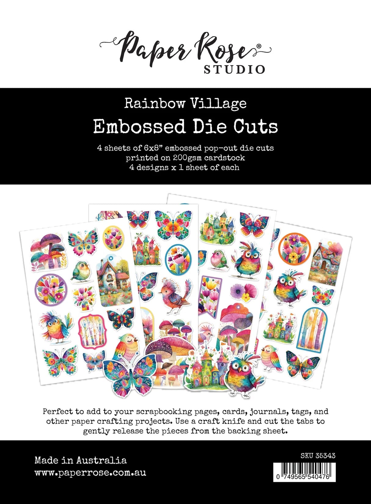 Paper Rose Studio - Rainbow Village Embossed Die Cuts