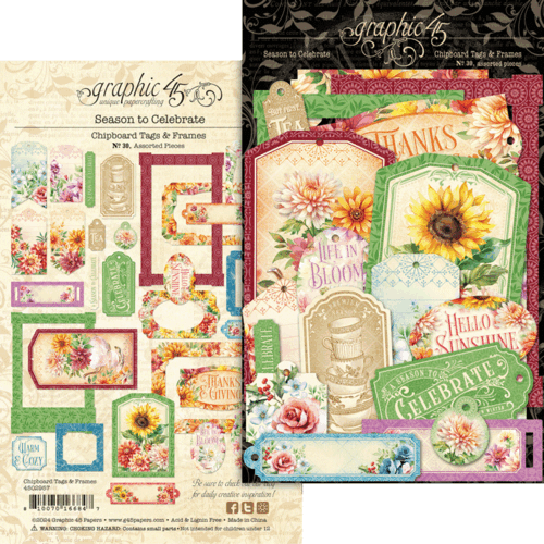 Graphic 45 - Season To Celebrate - Chipboard Tags & Frames