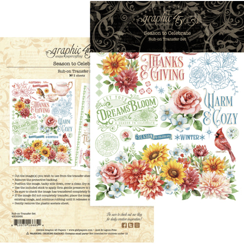 Graphic 45 - Season To Celebrate Rub On Transfer Set