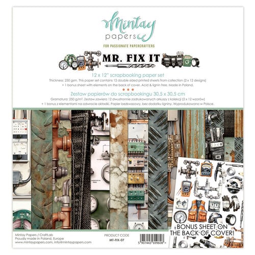 Mintay Papers - Mr. Fix It 12x12 Scrapbooking Paper Set
