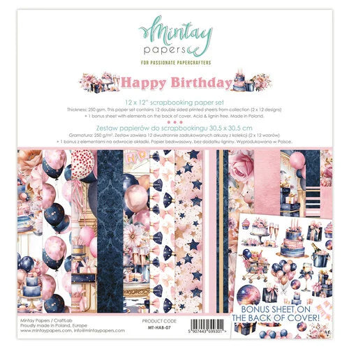 Mintay Papers - Happy Birthday 12x12 Scrapbooking Paper Set