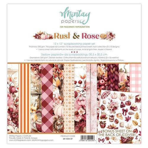 Mintay Papers - Rust & Rose 12x12 Scrapbooking Paper Set