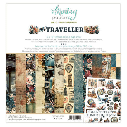 Mintay Papers - Traveller, 12x12 Scrapbooking Paper
