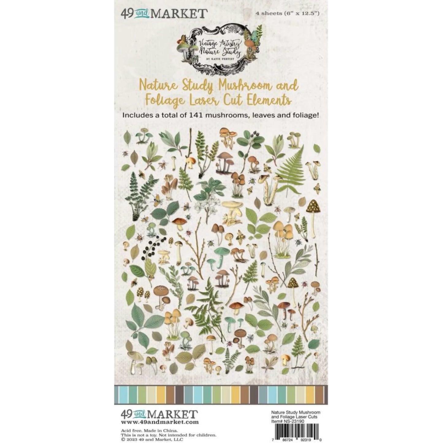 49 & Market- Vintage Artistry Nature Study Mushroom & Foliage Laser Cut Elements