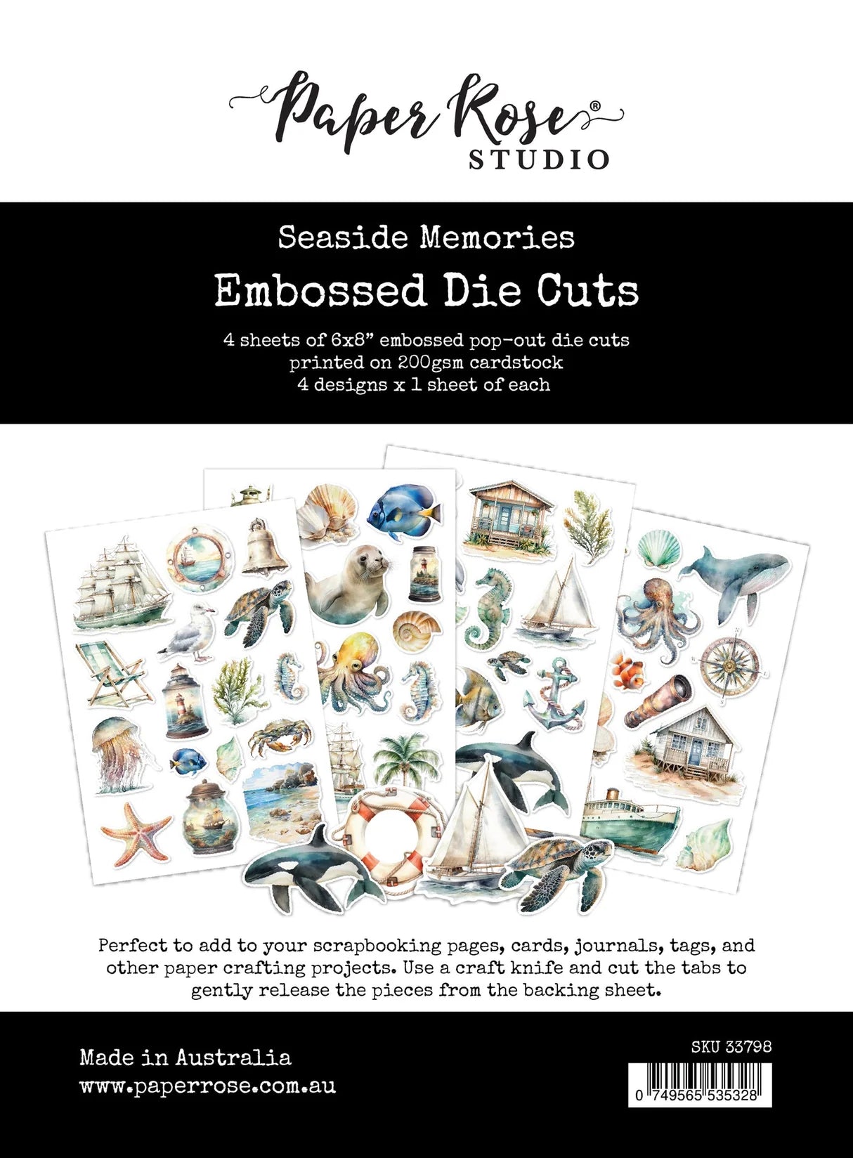Paper Rose Studio - Seaside Memories Embossed Die Cuts
