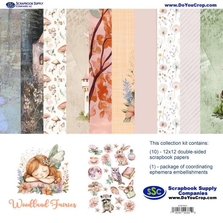 SSC- Woodland Fairies 12x12 Scrapbook Paper and Embellishment Kit