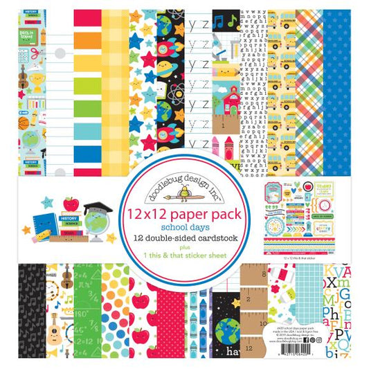 Doodlebug Design- School Days Double Sided 12x12 Paper Pack