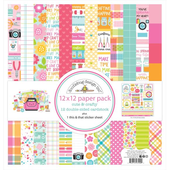 Doodlebug Design- Cute and Crafty Double Sided 12x12 Paper Pack