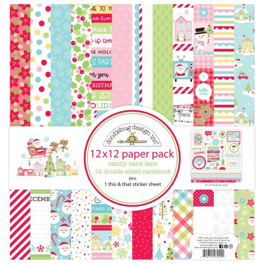 Doodlebug Design- Candy Cane Lane Double Sided 12x12 Paper Pack