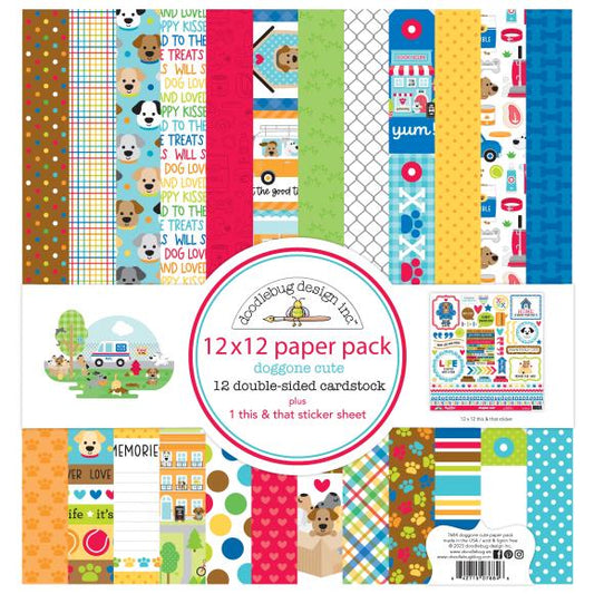 Doodlebug Design- Doggone Cute Double Sided 12x12 Paper Pack