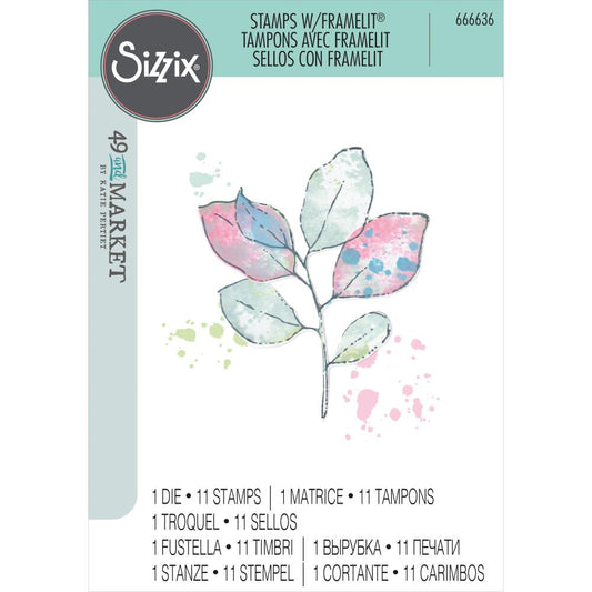 Sizzix Framelits Die & A5 Stamp set by 49 & Market- Leaves