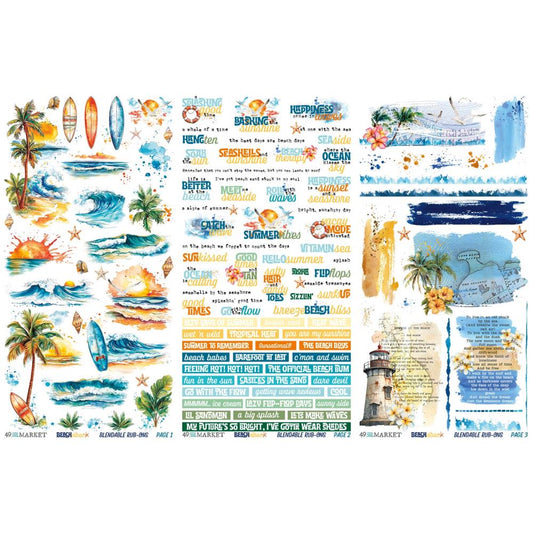 49 & Market - Beach Vibes -Rub On Transfers