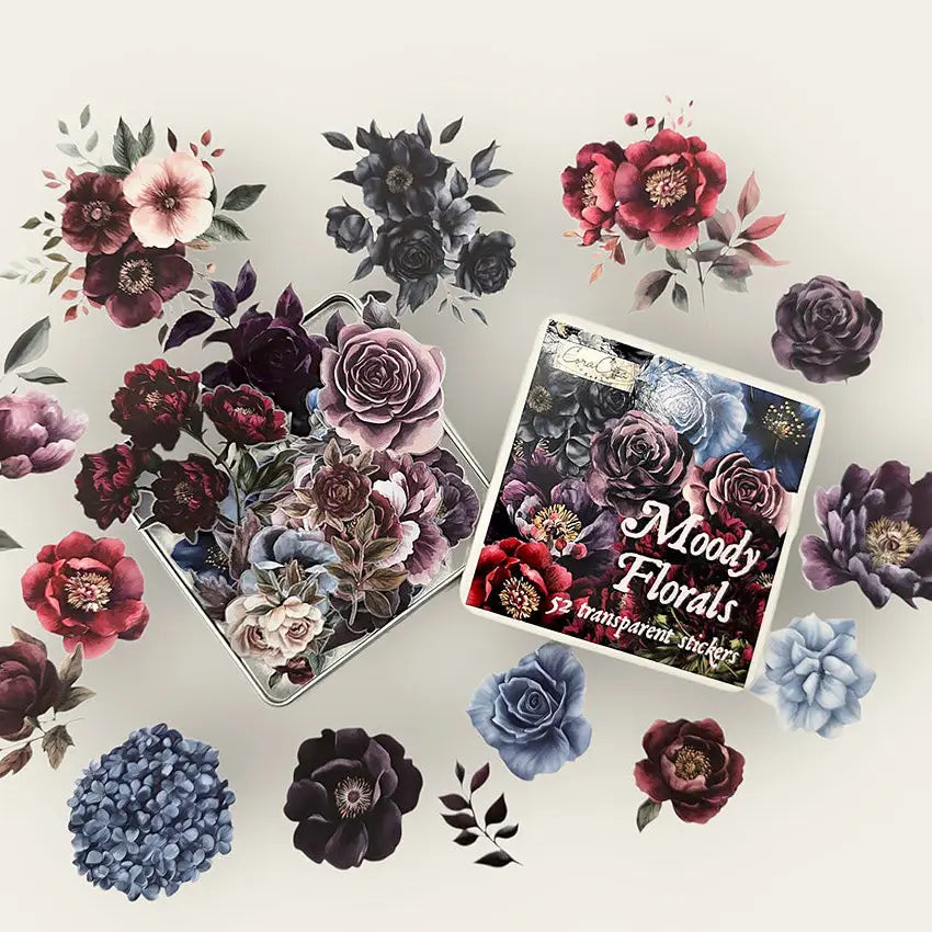 CoraCrea Crafts - Moody Florals Transparent Stickers