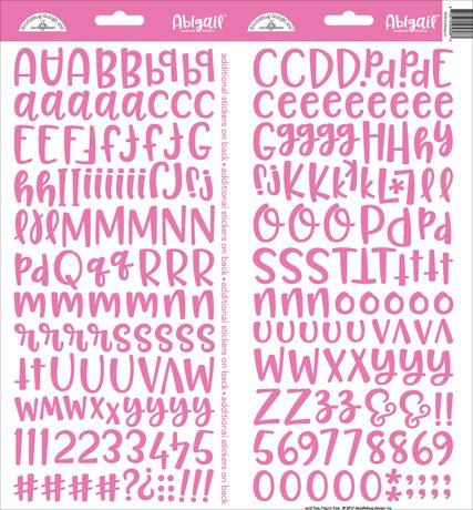 Doodlebug - Abigail Font Alpha Cardstock Stickers - Bubblegum