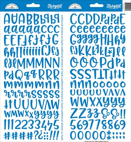 Doodlebug - Abigail Font Alpha Cardstock Stickers - Blue Jeans