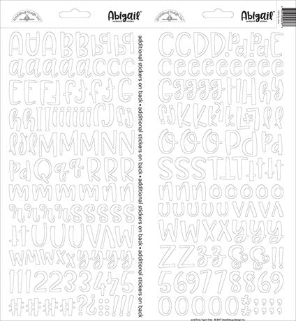 Doodlebug - Abigail Font Alpha Cardstock Stickers - Lily White