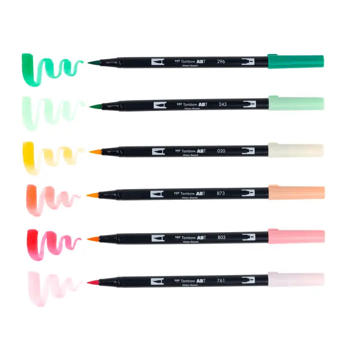 Tombow - Dual Brush Pen Art Markers, Just Peachy, 6-Pack