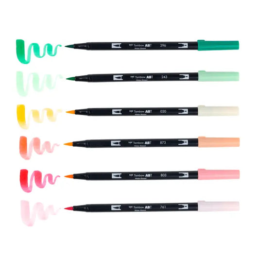 Tombow - Dual Brush Pen Art Markers, Just Peachy, 6-Pack