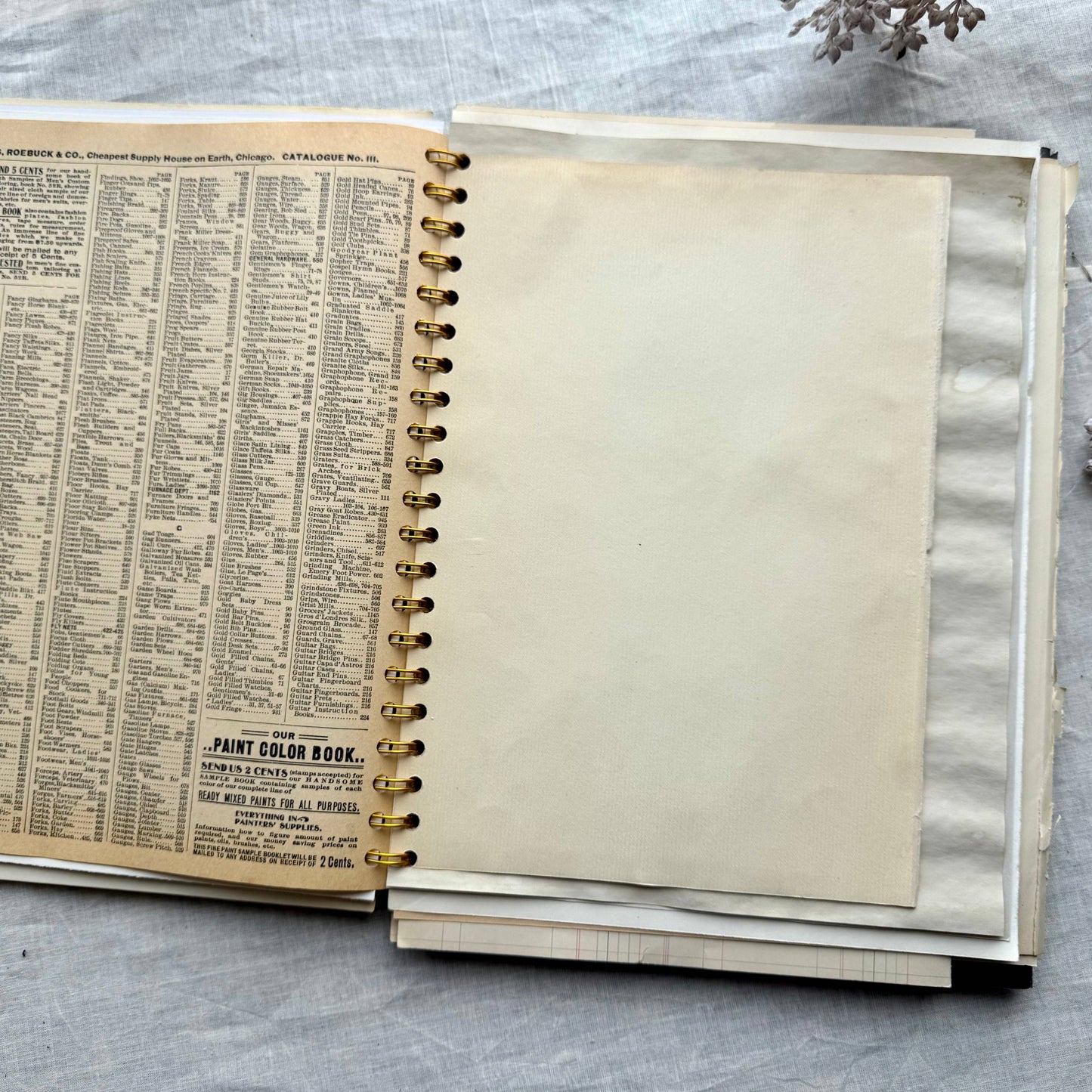 Hose of Books - Vintage Mixed Media Journal- 9x12 inches: Spiral Bound