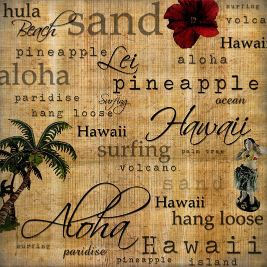 Scrapbook Customs - Hawaiian Words 12x12 Paper