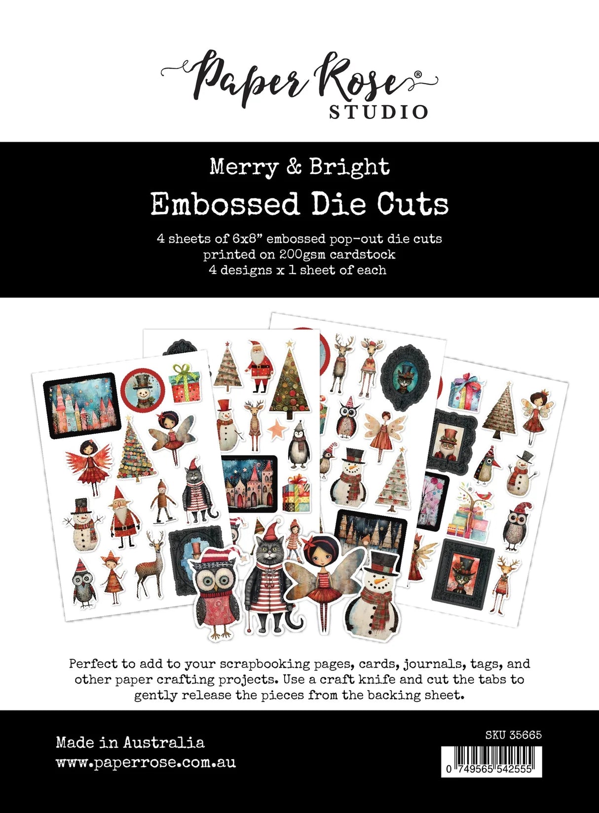Paper Rose Studio - Merry & Bright Embossed Die Cuts