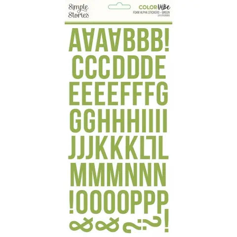 Simple Stories - Color Vibe Green Foam Alpha Stickers