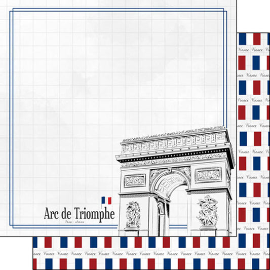 Scrapbook Customs - Paris Arc De Triomphe 12x12 Paper
