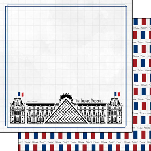 Scrapbook Customs - Paris Louvre Museum 12x12 Paper