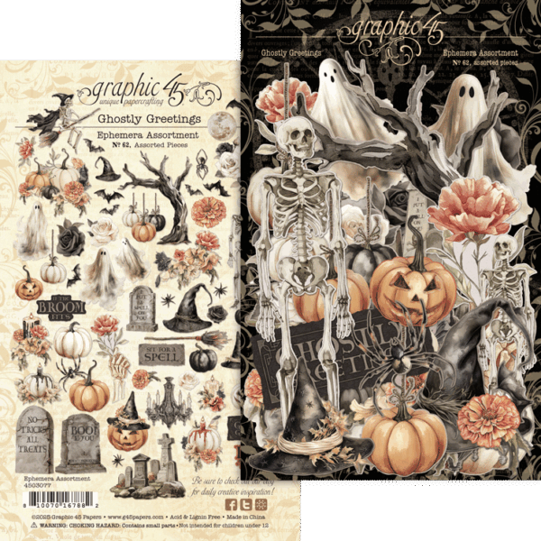 Graphic 45 - Ghostly Greetings Ephemera Set