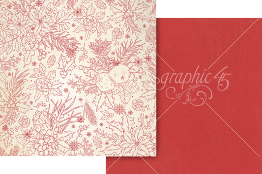 Graphic 45 - Poinsettia Red 12x12 Paper