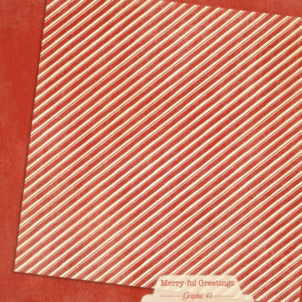 Graphic 45 - Merry-Ful Greetings - Candy Cane Red Pattern & Solids 12x12 Paper
