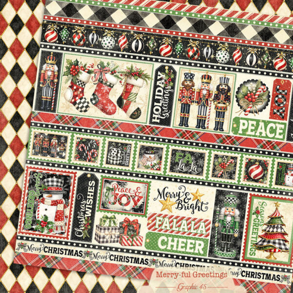 Graphic 45 - Merry-Ful Greetings Boarders 12x12 Paper