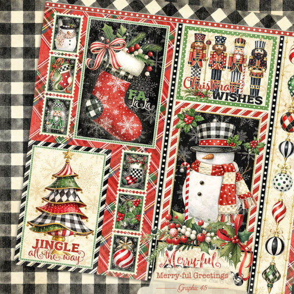 Graphic 45 - Merry-Ful Greetings - Signature Cut-apart 12x12 Paper