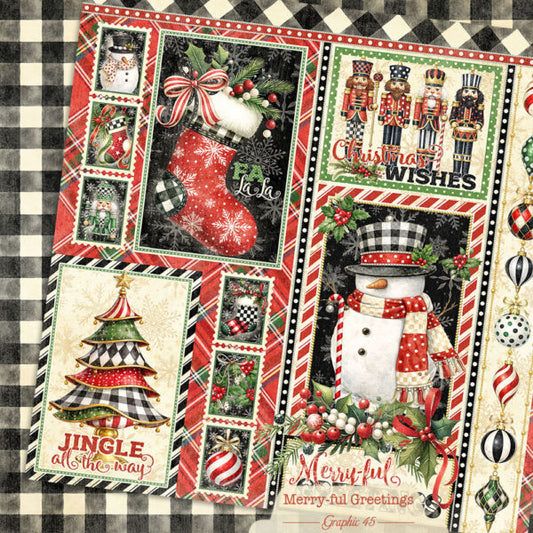 Graphic 45 - Merry-Ful Greetings - Signature Cut-apart 12x12 Paper