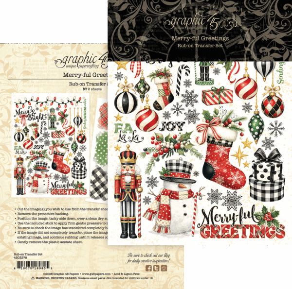 Graphic 45 - Merry-Ful Greetings Rub-on Transfers