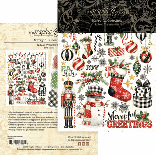 Graphic 45 - Merry-Ful Greetings Rub-on Transfers
