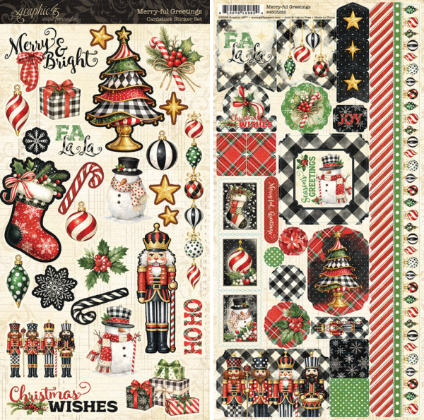 Graphic 45 - Merry-Ful Greetings Cardstock Sticker Set