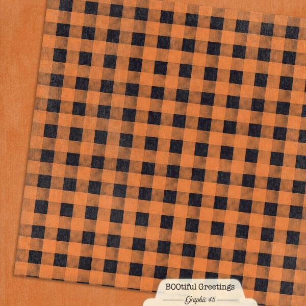 Graphic 45 - Bootiful Greetings - Rusty Orange Patterns & Solids 12x12 Sheet
