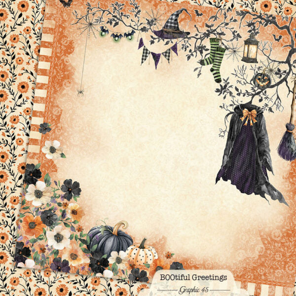 Graphic 45 - Bootiful Greetings - Bewitching Layout 12x12 Paper