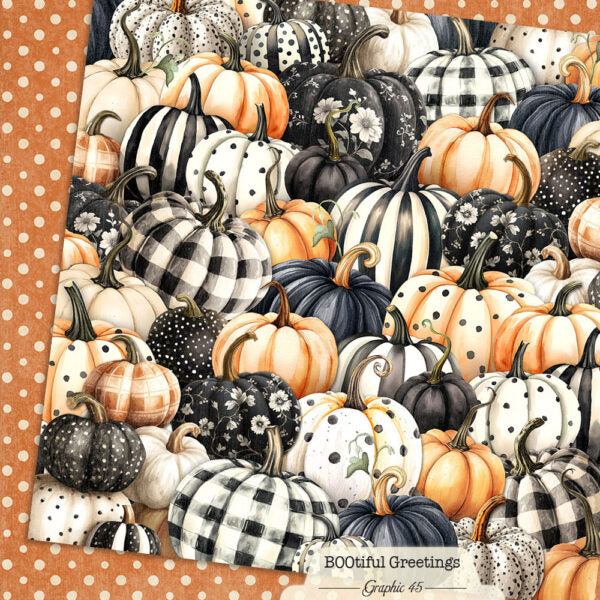 Graphic 45 - Bootiful Greetings - Pumpkins & Polkadots 12x12 Paper