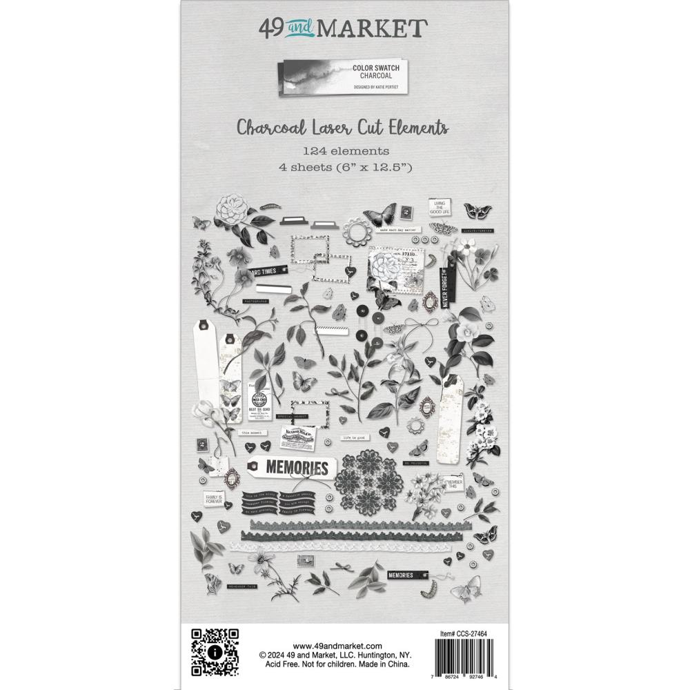 49 & Market- Color Swatch Charcoal Laser Cut Elements