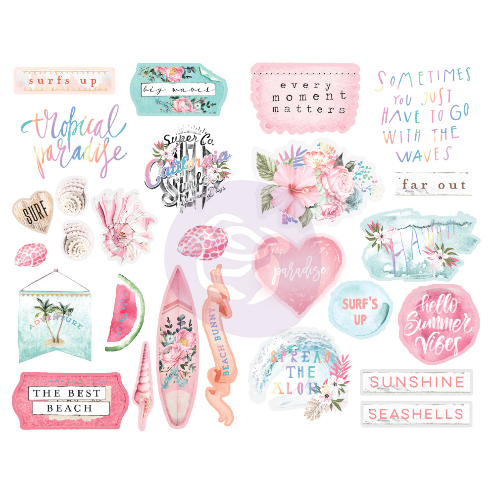 Prima - Surf Board Chipboard Stickers