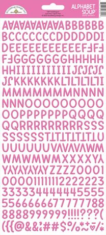 Doodlebug Design - Alphabet Soup Puffy Stickers - Bubble Gum