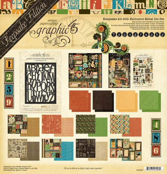 Graphic 45 - Typography Keepsake Kit With Metal Die