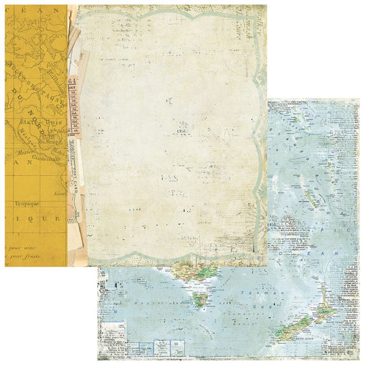 49 & Market - Travel Diaries - Vintage Maps 12x12 Cardstock