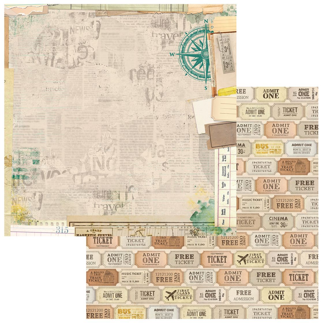 49 & Market - Travel Diaries - Travel Notes 12x12 Cardstock