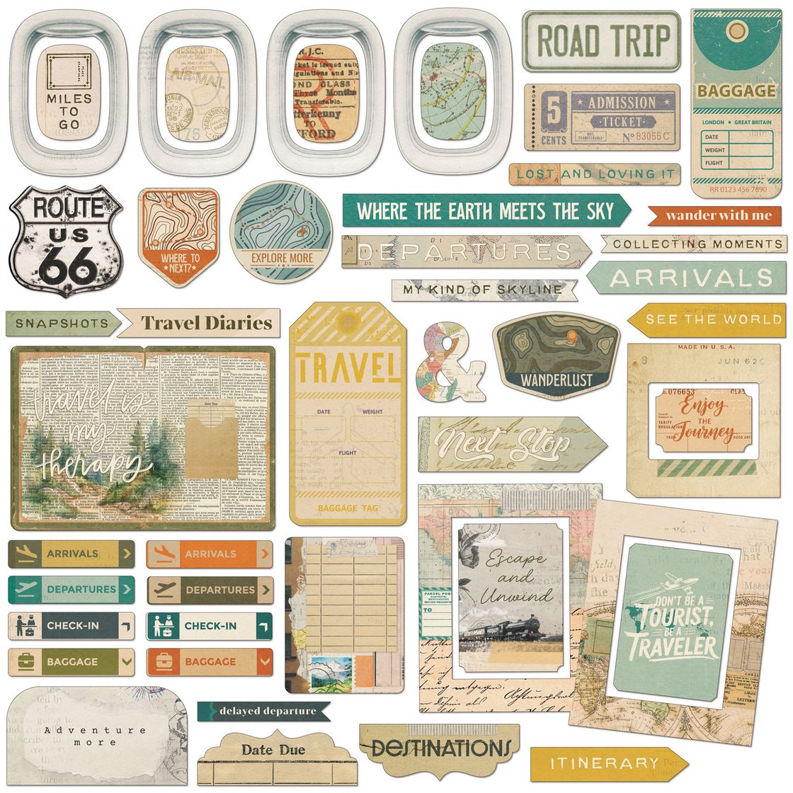 49 & Market - Travel Diaries Chipboard Elements