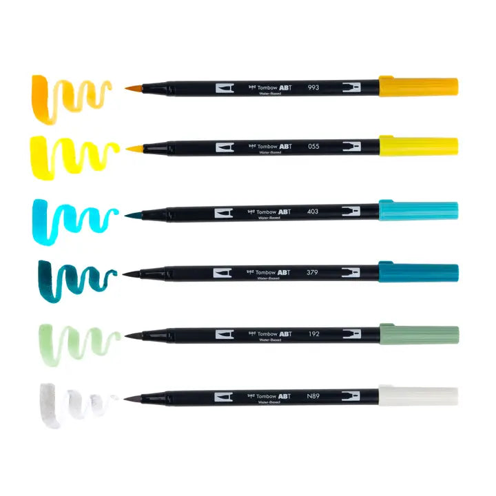 Tombow - Dual Brush Pen Art Markers, Lemon Squeezy, 6-Pack