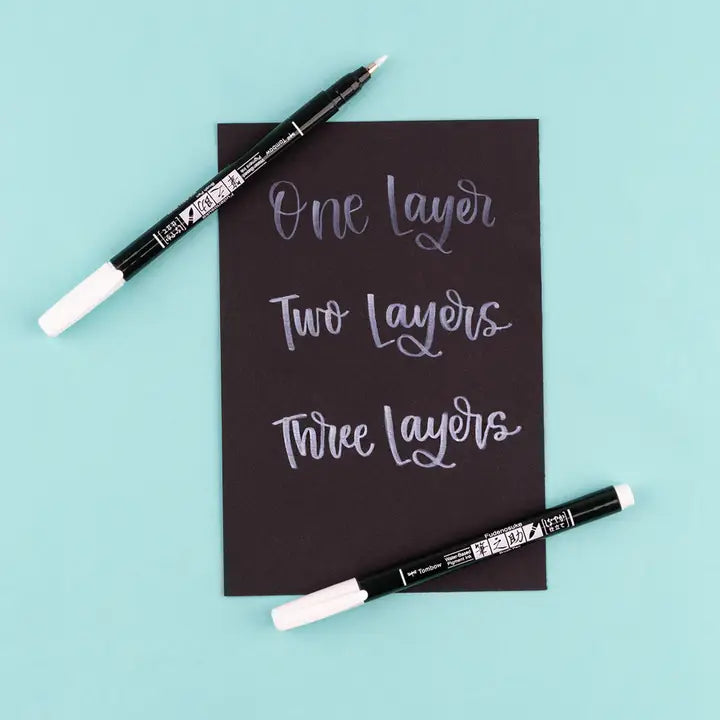 Tombow - Fudenosuke Pastel White Pen - 2 Pack