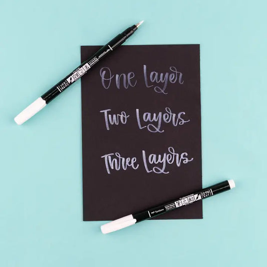 Tombow - Fudenosuke Pastel White Pen - 2 Pack